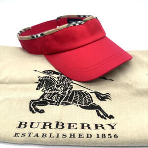 EUC Authentic Burberry Golf Red Classic Quiet Luxury Novacheck Visor Hat